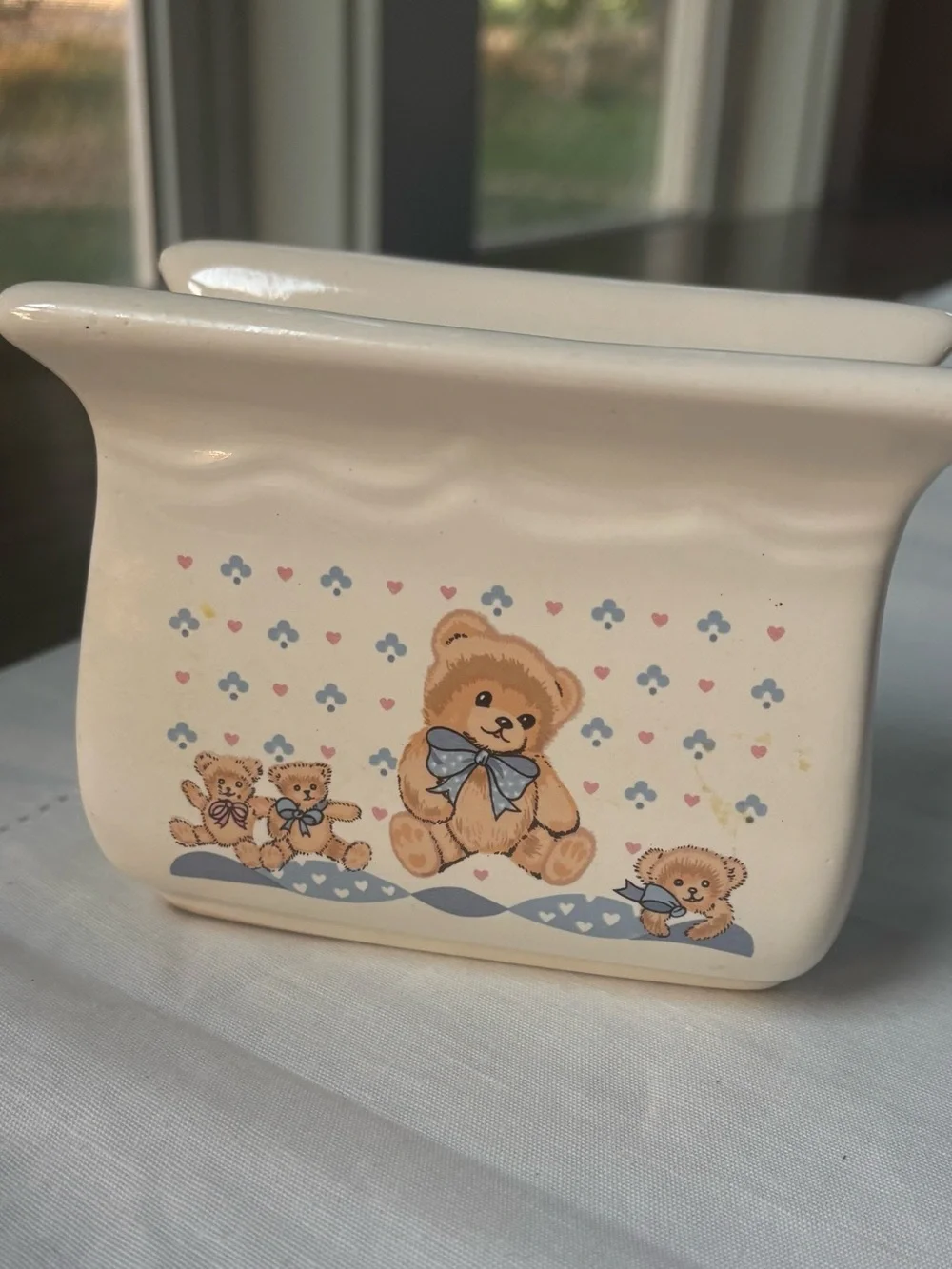 Vintage 1980s “Theodore Country Bear”Napkin Holder Decor Cottagecore Heirloom